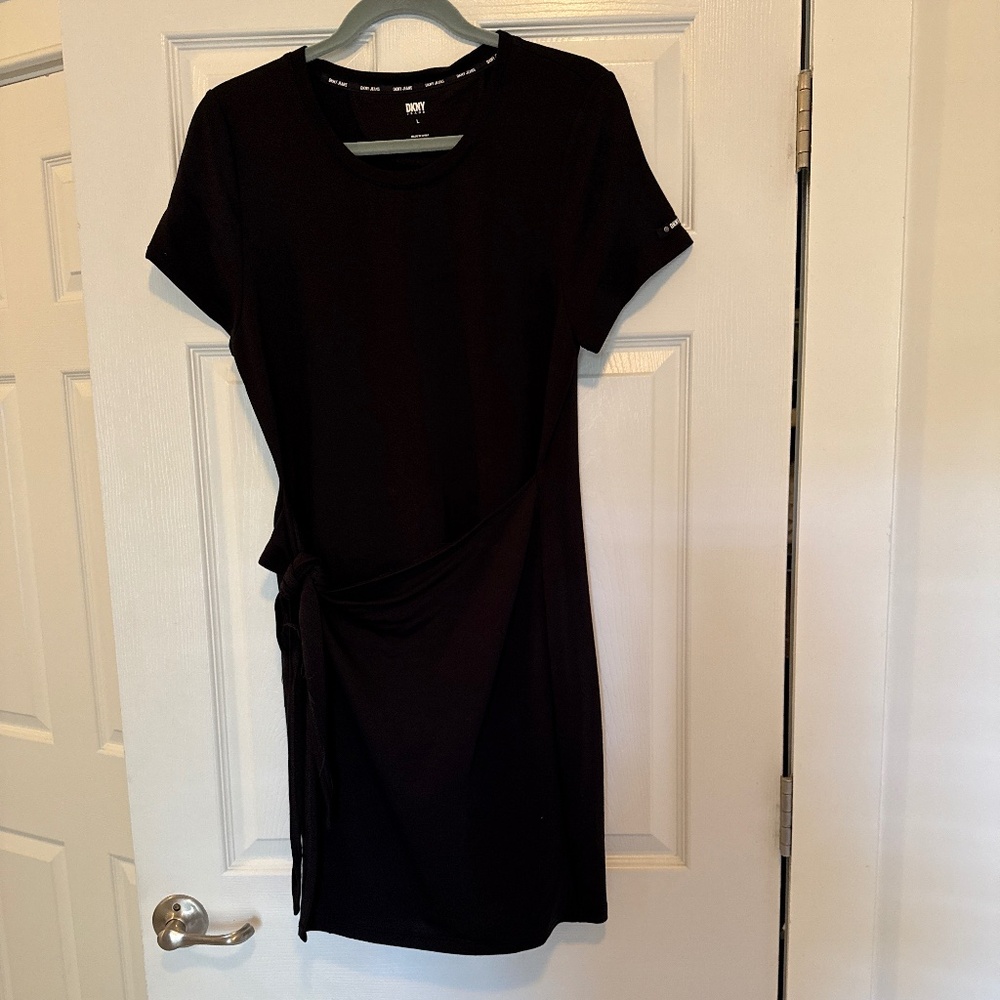 DKNY Black tie at side dress